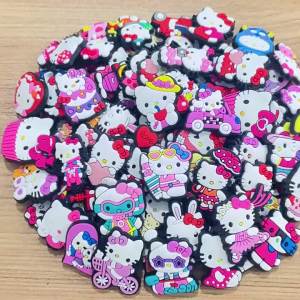 Mesuca | 10-100pcs Sanrio Hello Kitty Shoe Charms Cartoon Shoe Buckles DIY Decorations for Sandals & Beach Bags Fashion PVC Accessories