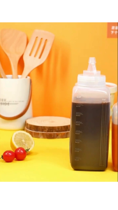 BSshop ขวดบีบซอส ขวดซอสพลาสติก PP food grade ฝาปากขนาดใหญ่ มีสเกลปริมาณml