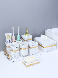Accessible Luxury Bathroom Toiletry Set Five-Piece Bathroom Classy Washing Cup Bathroom Gargle Cup Set Ornaments