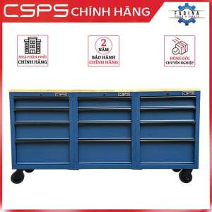 Tủ Dụng Cụ CSPS 183cm - 12 Hộc Kéo Màu Xanh Dương Mặt Ván Gỗ