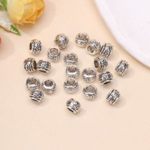 Tibetan Silver Spacer Beads DIY Handmade Bracelet Accessories Ethnic Style Loose Beads Material Parts for Fashion Jewelry