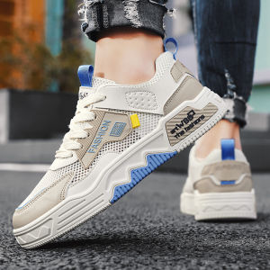 รองเท้าผ้าใบตาข่ายระบายอากาศสำหรับผู้ชาย รองเท้าผ้าใบตาข่ายแบบบาง รองเท้าผ้าใบแบบลำลองสำหรับวัยรุ่น รองเท้าผ้าใบสีขาวแบบแบน