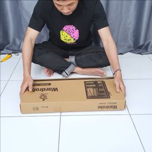 lemari pakaian portable lemari portable lemari baju 2 sisi lemari kain + gantungan baju resleting