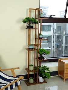 LACCOHUG Bamboo Plant Rak Plant Stand 5/6/7 Layers Brown/White Multilayer Outdoor Rak Pasu Bunga Rak Pokok Flower Rack