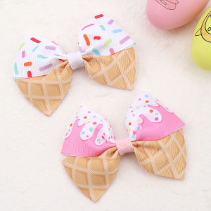 2pcs Ice Cream Hair Clips for Girls Glitter Sequin Bow Hairpin Children Fashion Cute Barrettes Kids Boutique Hair Accessories