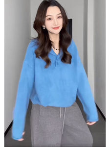 Korean Lazy Style Loose Knitted Hat Sweater plus Size Conceal Meat Slimming Base Shirt Womens Winter Commute Regular Length