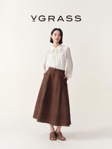 V·grass/V-GRASS | Chân Váy A-Line Lụa Charmeuse Màu Camel