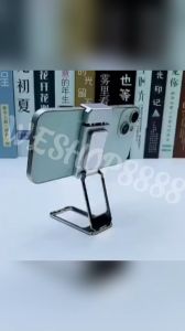 WESHOP 8888 Foldable Back Clip Cellphone Holder 360 Rotation Double Ring Metal Finger Kickstand Desktop Folding Portable Phone Stand