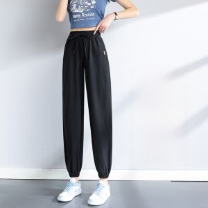 Ice Silk Fitness Pants Womens Summer Thin Small Size Nine Points Loose Slimming Cuffed Outdoor Wear Casual Quick Dry Pants