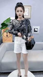 round Neck Long Sleeves European Flower T-shirt Womens French Mesh Tops Sun Protection Shirt Stylish Fashion Silm Epidemic Shirt