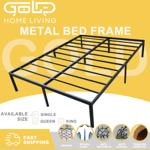 GOLD Metal Bed Frame Without Headboard - Queen/King/Single Iron Bed Katil Besi Bedroom Furniture鐵架床