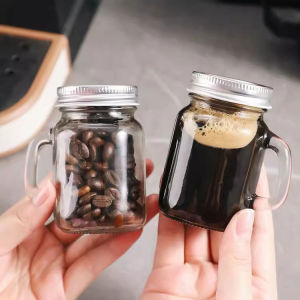 35ml Portable Mini Mason Jar with Handle Leakproof Glass Bottle for Coffee Concentrate Honey Passion Fruit Juice
