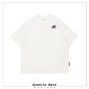 เสื้อยืดแขนสั้นชาย Quentin Marx ทรงหลวม ผ้าฝ้ายแท้ ระบายอากาศได้ดี แฟชั่นฤดูร้อน คอกลม คอกลม คอกลม คอกลม