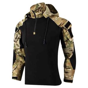 Men's Long Sleeve Combat Shirt: Navy Blue Softair Camo & Wear-resisting Workwear