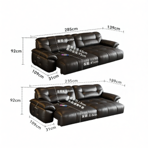 LFF | Electric Smart Convertible Sofa Bed Leather 3 Seater Large Seat Depth