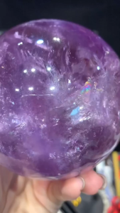 🔮乌拉圭紫水晶球 防漏、微瑕、爆彩指纹Uruguayan Amethyst Sphere — Non-leaking Minor Natural Marks Rainbow Fingerprint Inclusions