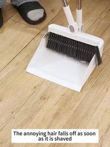 SG【Stock】Broom and dustpan set 2 in 1 broom dustpan set Swivel broom windproof dustpan foldable for standing storage