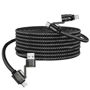 Cáp Dữ Liệu 4 Trong 1 Siêu Tốc 1.8M Với Cổng Kép Type-C Lightning Và USB Dành Cho iPhone Samsung Huawei - Cáp Sạc 240W