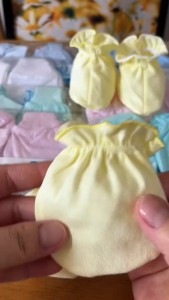 (0-1 Tháng) - Set 5 Cặp Bao Tay Bao Chân Cotton Chun JOU Cho Bé Trai Bé Gái - JOU BT 03