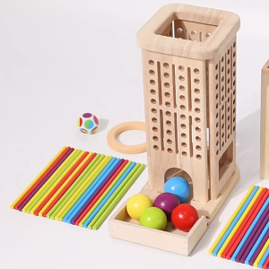 Wooden Tower Sticks Game Colorful Draw Wooden Stick Parent-Child Early Education Puzzle Interactive Toys