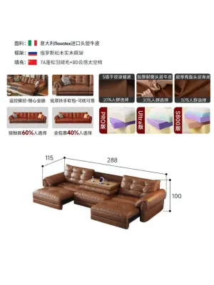 MEIZHAISHENGHUO | Retro Style Compact Leather Sofa Caramel Color Electric Sofa Bed