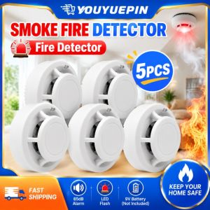 YOUYUEPIN 5pcs Smoke Detector Fire Alarm High Sensitivity 85dB Sound Light Alert Home Security Sensor Independent Smoke Alarm Device