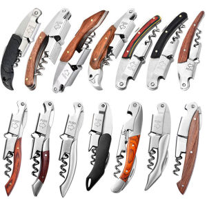 Stainless Steel Wine Opener Professional Waiters Corkscrew Leather CaseBeer Bottle Opener And Foil Cutter Gift For Wine Lover
