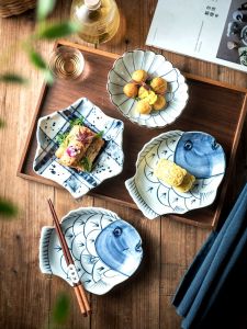 จานเซรามิกสไตล์ญี่ปุ่นสวยงาม จานเสวยอาหารเล็ก จานขนม จานทรงไม่ซ้ำใคร ชุดเครื่องครัวญี่ปุ่น จานสำหรับปรุงอาหารในครัว