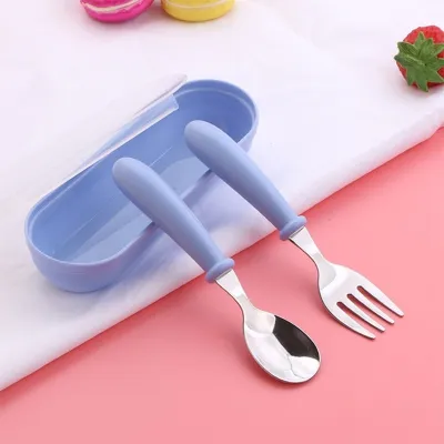 3-Piece Childrens Utensil Set 304 Stainless Steel Spoon Fork for Toddlers with Portable Case Travel Kids Cutlery Tableware Gift