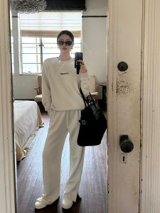 Fashionable Letter Print round Neck Sweatshirt And Casual Pants Set Womens Spring Summer New Arrival Two-Piece Suit Cotton 100%