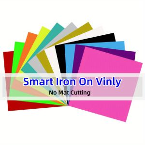12 pcs Smart Iron On Vinyl Sheets For Cricut Joy/ Cricut Joy Xtra/ Cricut Maker 3/ Explore 3 machines Heat Transfer Vinyl