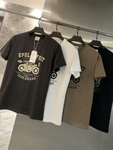 Summer Mens round Neck Short Sleeve T-Shirt Vintage Washed 100 High Count Cotton Brushed Casual Style Youth Popular Basic Fit