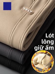ROMON | Quần dài nam Lông cừu dày dặn mùa đông Quần dài thể thao thường ngày rộng rãi có khóa kéo cạp vừa Quần dài nam mùa thu đông