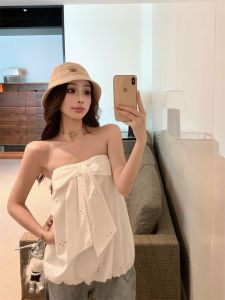 Áo Vest Hở Lưng Không Dây Ôm Vừa Vặn Mùa Hè 2025 Áo Thun Nữ Thời Trang Ngắn Đa Năng Chất Liệu Khác Màu Trơn Không Tay Cổ Chữ V