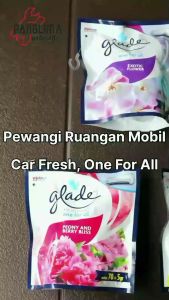 Pewangi Ruangan Mobil Glade One For All Car Fresh 70+5 gr Citruss Lemon Sweet Apple Wild Berries Exotic Flower Lemon Squash Ocean Escape Orange Peach Peony Berry Elegant Vanilla & Oud Wood 70 5 75 gram Gantung Air Freshener