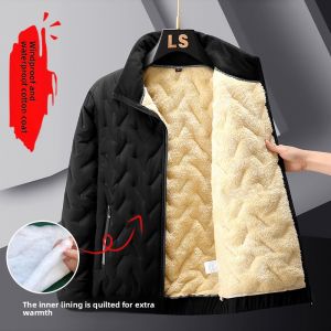 Mens Winter Thickened Outdoor Sports Jacket Zipper Closure Duck down Cotton Vest Warm Windproof Lamb Velvet Lined Coat