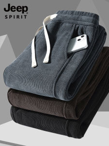 Jeep Mens Corduroy Sweatpants Straight Leg Casual plus Size Long Pants Sporty Loose Fit Fashion Urban Autumn Polyester Spandex