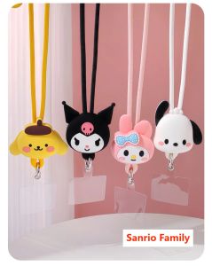 Cute Cartoon Hello Kitty Kuromi Doll Mobile Phone Lanyard Silicone Elastic Anti-Fall Pendant Kawaii Mobile Phone Anti-Lost Rope