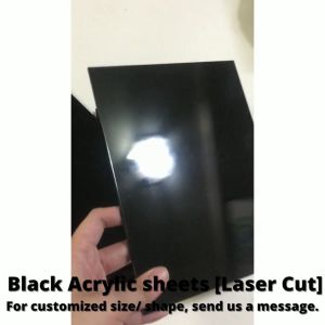 Black Opaque Glossy Acrylic Sheets - Laser Cut [List 3 - 2 3 4.5 mm Thick] Precut Sizes Blank Plaque