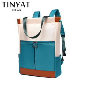 TINYAT Convertible Laptop Backpack for Women Men Carry on Tote Backpack Teacher Bookbag for College Work Nurse Travel Leisure 13 Inch