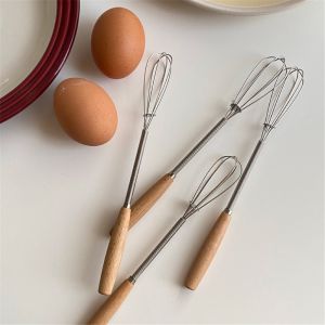 Mini Small Egg Beater Manual Log Handle Portable Kitchen Whisk Whip Cream Butter Stainless Steel