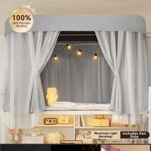Double Sliding Rail Bed Curtain Mosquito Net Integrated Upper and Lower Bunk Strong Light Blocking