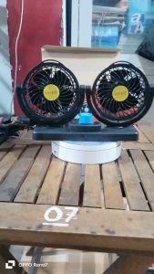 Quạt đôi mini làm mát cabin lắp cho xe tải xe con. Điện áp 12 24v loại nhỏ gắn trên táp lô.