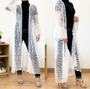 ECLAIRE 003 Long Cardigan Long Outer Embroidered Tile Lace Brokat Boho Santai Pantai Import oxsii