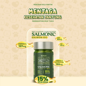 Olive Care SALMONIC Vitamin Minyak Ikan Kucing Murni & Alami Non-GMO Tinggi Omega 3 EPA DHA Omega 6