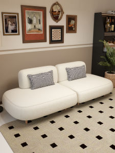 No-Back Sofa Fabric Hotel Clothing Store Small Apartment Sofa Snowy Chenille No-Handrail Sofa Eco-Leather Technology Cloth
