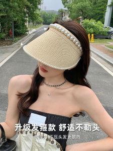 Mũ Rơm Trang Trí Ngọc Trai Mùa Hè Cho Nữ Mũ Che Nắng Chống Tia UV Mũ Rơm Trùm Đầu Mũ Rơm Thoáng Khí Mũ Rơm Phong Cách Thường Ngày