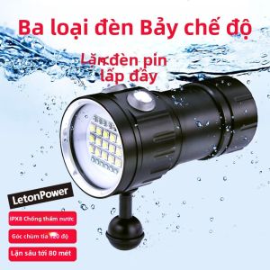 Đèn Pin Lặn LetonPower 20000Lumens 15 XM-L2 LED Đèn Chụp Ảnh Dưới Nước Chiếu Sáng Mạnh Chống Nước 100M Đèn Pin Quay Video Lặn