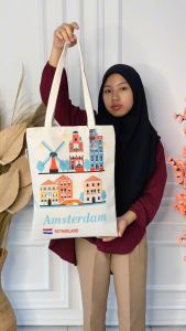 TOTE BAG HOLLAND/AMSTERDAM TAS SOUVENIR 6 MOTIF SIAP KIRIM TKR1 003