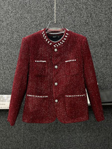 Loose Fit Short Pearl Jacket for Men Korean Style Streetwear Diamond Embellished Fashionable Top Youth Casual Spring Autumn